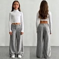 thumbnail image 5 of Girls Wide Leg Sweatpants Fashion High Waisted Casual Baggy Joggers Girls Athletic Pants with Pocket Size 7-16, 5 of 7