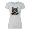 thumbnail image 2 of Cool Rainbow Neon Trippy Jungle Tiger Eyes Animal Lover Womens Slim Fit Junior Tee, Heather Grey, 2XL, 2 of 3