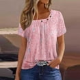 thumbnail image 2 of Short Sleeve T-Shirts for Women Graphic Print Basic Tee Scoop Neck Casual Tops Summer Tshirts Loose Fit (M, Pink), 2 of 5
