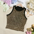 thumbnail image 2 of WXLWZYWL Womens Sequin Crop Tank Tops Sleeveless Crewneck Shirts Sparkly Glitter Slim Fitted Party Blouses, 2 of 6
