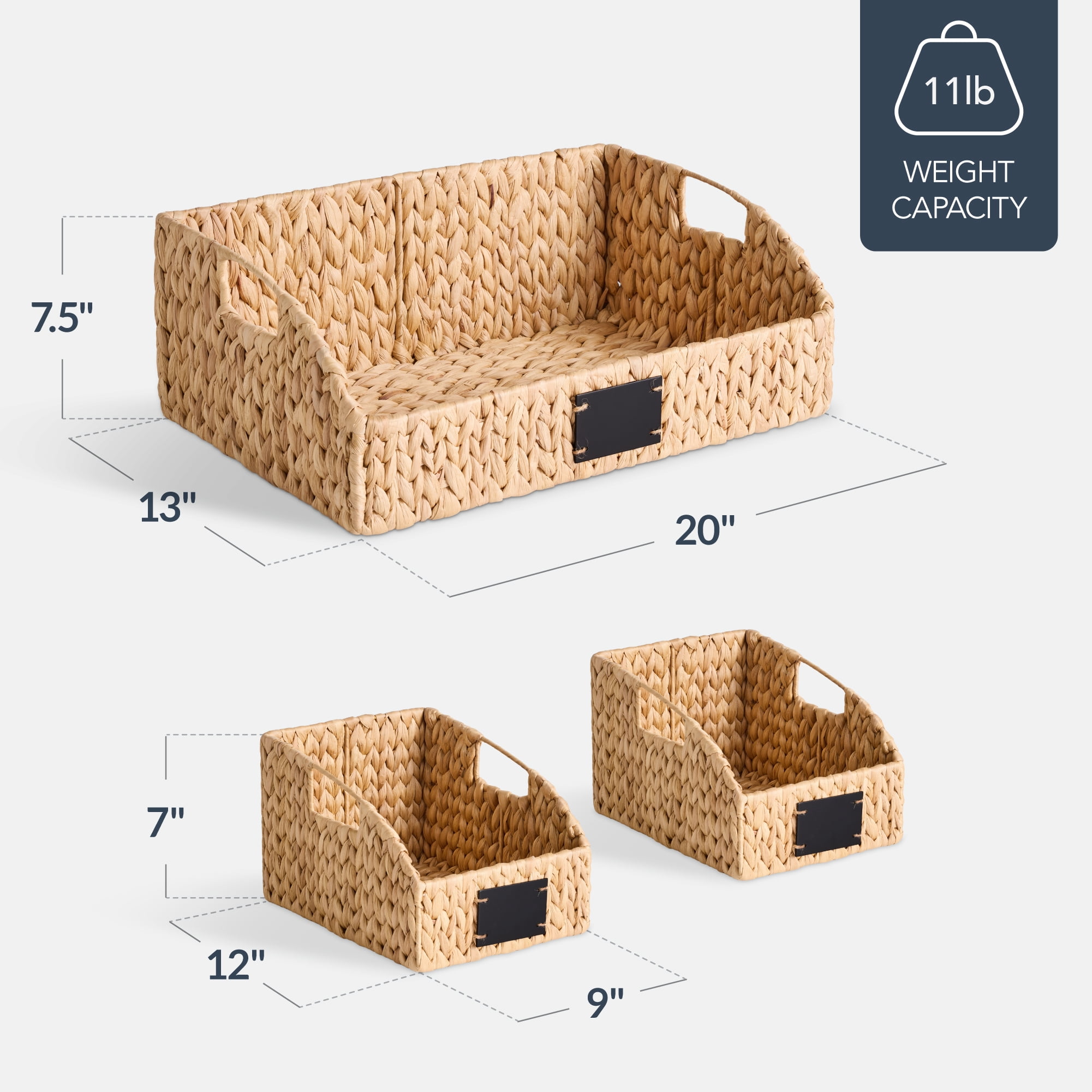Best Choice Products Water Hyacinth Pantry Storage Baskets, Wicker Baskets w/ Built-in Handles - Natural