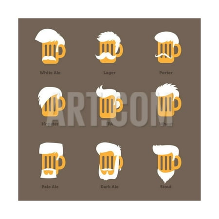 Beer Glass Hipster Character - Barflies. Beer Types Stylized Vector Illustrations. Print Wall Art By radoma