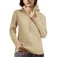 thumbnail image 3 of Long Sleeve Women Vintage Cable Knit Cardigan Zip Up Collared Sweater Coat, 3 of 7