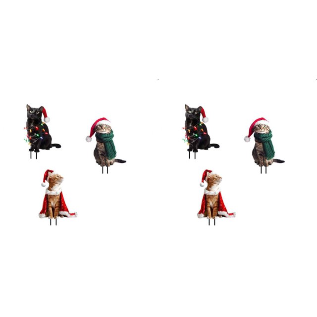 (2-Pack) Kcodviy Holiday Feature Cat Garden Art Insert Christmas Theme Festive Nature Focus Triplet Display