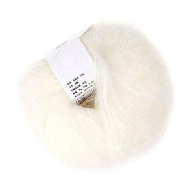 Viccilley Hilo de lana - Popular suave Mohair Pashm Knit Hilo largo de lana de angora Caliente (con ganchillo)(blanco)