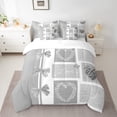 thumbnail image 3 of Manfei Romantic Love Heart 7pcs Bedding Comforter Set for Female, Kawaii Cartoon Bow-tie Queen Bedding Sets, Grey Buffalo Plaid Reversible Queen Sheet Sets, Lightweight Room Decor, 3 of 8