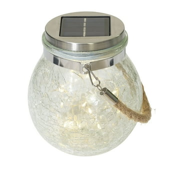 Mainstays 5.5" Crackle Glass Solar Powered Lantern, with Warm White LED Lights