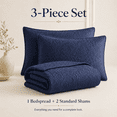 thumbnail image 2 of Noaman Full/Queen Reversible Bedspread Set Navy 3 Piece Lightweight Polyester Quilt Set with 2 Shams Oversized Medallion Quilting Design, 2 of 9