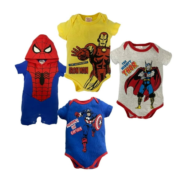 Kit 4 Pañaleros Marvel Spiderman, Thor, Capitan America, Ironman Marvel KitD600