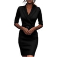 thumbnail image 2 of Odbmxy Wrap Women's Dresses Elbow-Length Summer Women's Mini Dress Business Tunic Dressy V-Neck Bodycon Slim Dresses, 2 of 6