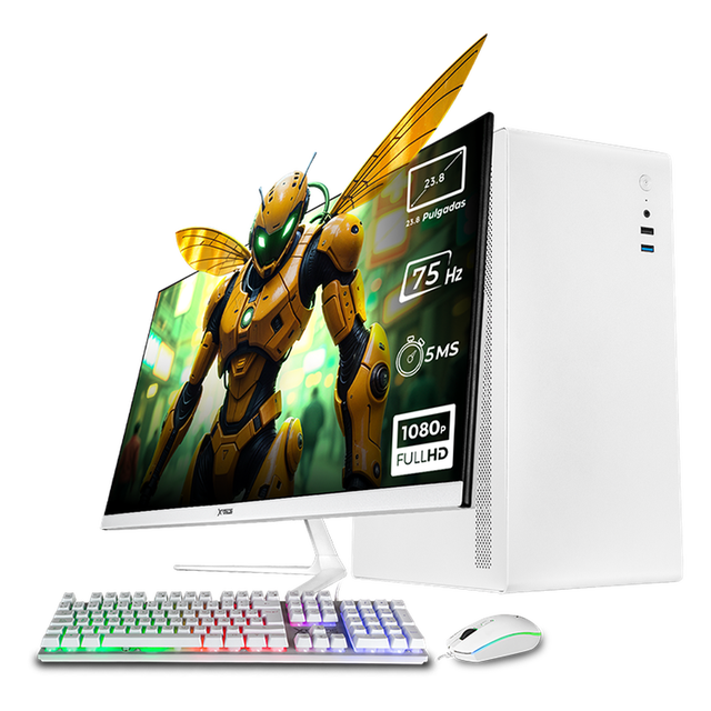 Xtreme PC Gaming Computadora Intel Core I5 12400 16GB SSD 500GB Monitor 23.8 75Hz WIFI Neuss Plus White