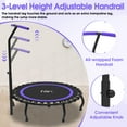 thumbnail image 5 of Jump Into Fun 48" Rebounder Trampoline for Adults, 330LBS Foldable Fitness Trampoline with Bungees, Adjustable Handlebar, Noise-free Exercise Rebounder for Indoor Workout, 5 of 9