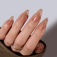 thumbnail image 1 of Press On Nails BtartBox Almond con diseño de líneas doradas en 3D, 1 of 7