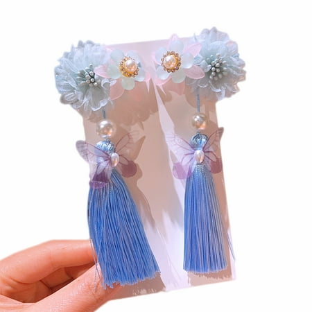 

Girls Chinese Hair Clips Vintage Tassels Pendants Hairpins for New Year Party Photography Props 1 Pair