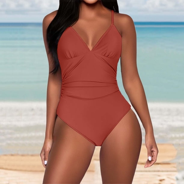 WILLBEST Traje de Baño Mujer 2 Piezas Traje de Baño Bikini de Color Sólido para Mujer con Tirantes Ajustables y Diseño de Espalda Abierta Traje de Baño de Playa Elegante para Verano