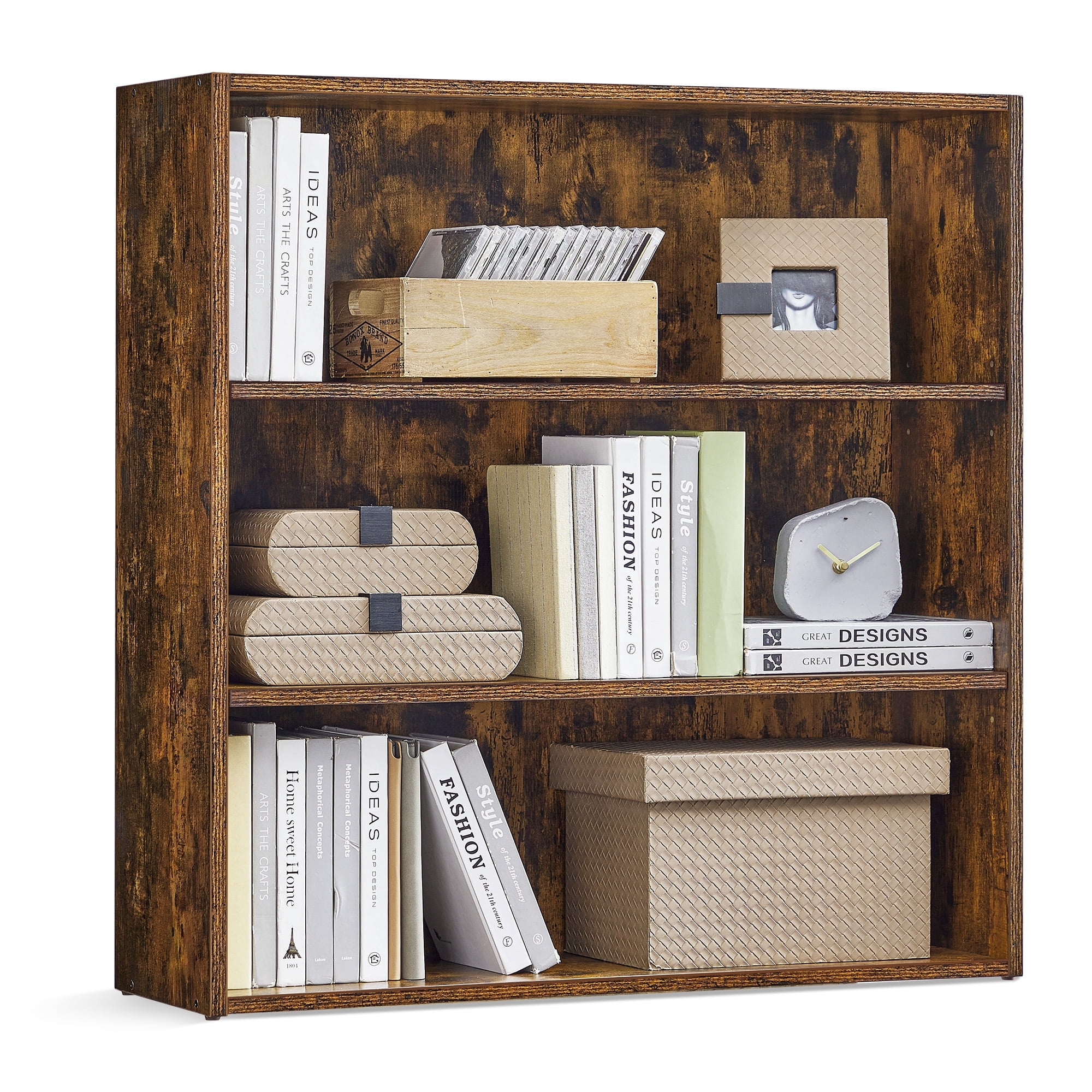 3-Tier Bookcase, 9.4"D x 31.5"W Open Bookshelf with Adjustable Storage Shelves for Home Office, Brown