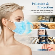 Face Mask Disposable Adults 3Ply Non-Woven with Nose Clip Ear Loop Blue 100 Pcs
