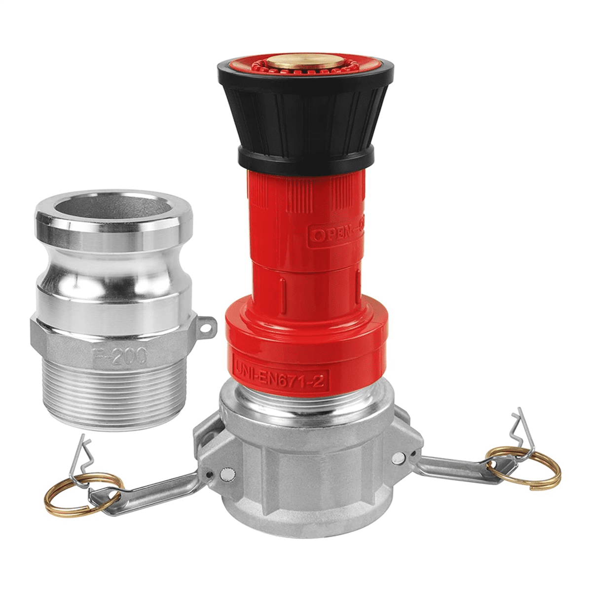 Fire Hose Nozzle,2In NPSH HeavyDuty Industrial Fire Hose Constant Flow Fog Nozzle with 2Pc 2In Camlock Fitting Coupling