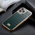 thumbnail image 4 of Mantto Stylish Case for iPhone 13 Pro Max Crocodile Pattern PU Leather Case with Crocodile Pattern Gold Plating Bumper Ultra Slim Case For iPhone 13 Pro Max,Green, 4 of 5