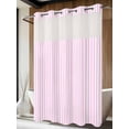 thumbnail image 4 of Pink White Stripe No Hook Shower Curtain Waterproof,Bathroom Curtains with Snap in Liners and See Through Top Window,Modern Minimalist Geometric Striped Hotel Style Bathtub Curtains Shower 72"Wx96"L, 4 of 8