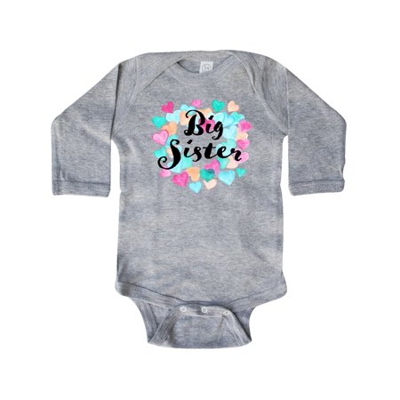 

Inktastic Big Sister hearts Gift Baby Girl Long Sleeve Bodysuit