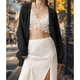 thumbnail image 6 of Open Front Chunky Cardigan Sweaters for Women Dressy Lace Long Sleeve Cable Knit Sweater Outwears Black L, 6 of 10