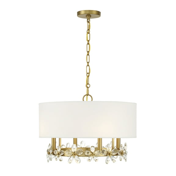 Warm Brass Four Light Pendant from the Dahlia Collection