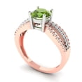 thumbnail image 2 of Clara Pucci 14K White/Rose Gold Solid Gold Peridot Solitaire with Accents Anniversary Ring for Women - 1.27 cttw Round Cut, 2 of 8