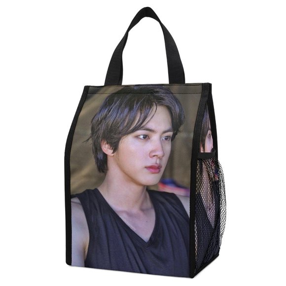 BTS Jin (91) Lunch Tote Insulated Bag With External Pocket, Reusable Large Capacity Lunch Bag Waterproof Lunch Tote-ML411