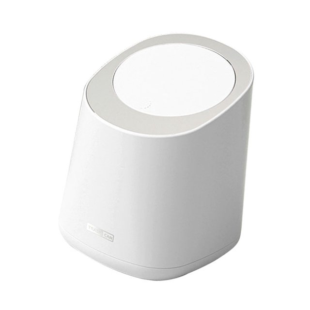 Desktop Garbage Can, Exquisite Appearance Luxury Style Mini Countertop Garbage Can Multifunctional with Press Type Lid for Bedroom for Company Cream White,Morino Green,Ivory White