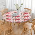 thumbnail image 3 of Pink Christmas Red Truck and Snowman Pattern Round Fitted Tablecloth with Elastic Edge,Dining Table Cover Waterproof,Outdoor Round Tablecloth for Camping,Dining,Indoor and Outdoor, 3 of 7