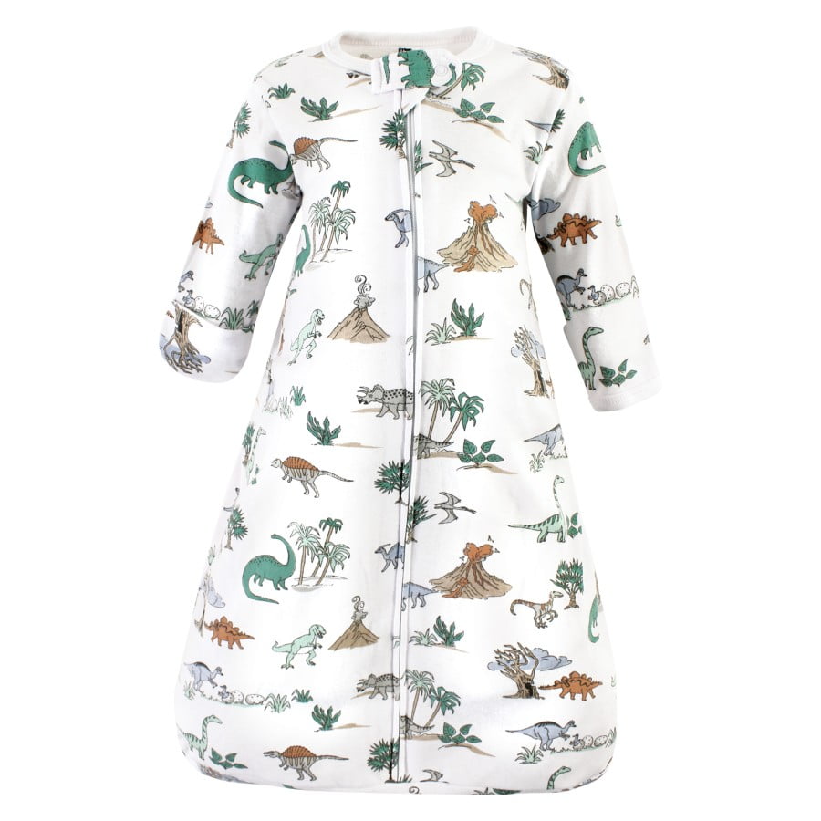 Hudson Baby Cotton Long-Sleeve Wearable Sleeping Bag, Sack, Blanket, Boy Dino World Long Sleeve, 3-9 Months