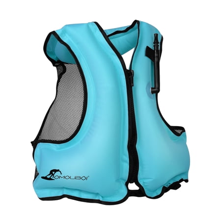 OMOUBOI Floatage Jackets Adult Lightweight Inflatable Snorkel Vest with Adjustable Leg Straps for Men Women Suitable for 90-220lbs for Snorkeling Diving Swimming Outdoor Water Sports-Blue