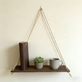 thumbnail image 3 of Wooden Hanging Shelf, Rope Swing Wall Mounted Shelf, Rustic Floating Display Rack for Bathroom Bedroom Living Room(Brown), 3 of 6