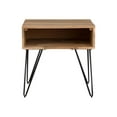 thumbnail image 1 of SIMPLIHOME Hunter Table d'Appoint Carrée Milieu du Siècle Moderne en Bois de Manguier Massif et Métal de 22 Pouces de Large en Naturel avec Rangement, 1 Tablette, pour le Salon et la Chambre, 1 of 8