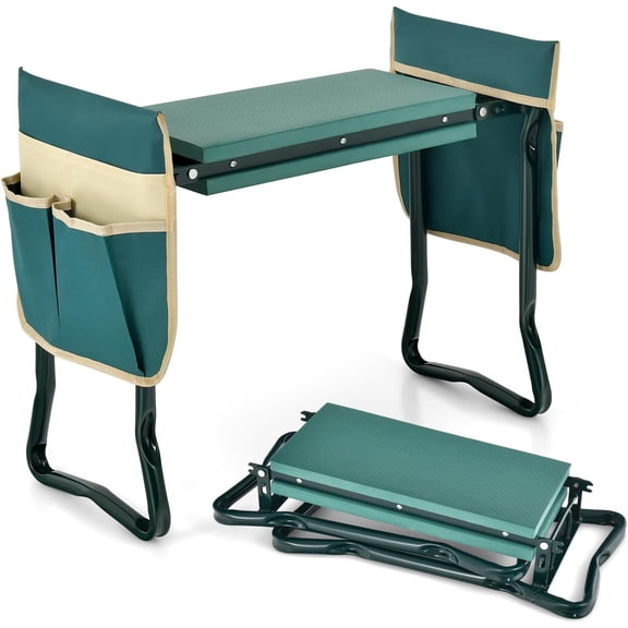 Garden Kneeler and Seat, Foldable Garden Bench for Kneeling & Sitting, Heavy-Duty Garden Stool w/ 2 Large Tool Pouches, Gardening Gift for Women Men Seniors,father‘s day