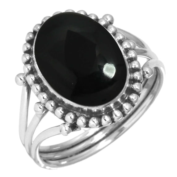 925 Silver Ring For Women - Girls Real Black Onyx Stone Silver Ring Size 8 July Birthstone Costume Silver Ring Size 8 Gift For Mother On Easter 925 Gemstone Silver Jewelry