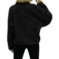 thumbnail image 4 of Womens Fleece Jacket Fuzzy Long Sleeve Short Winter Coats Button Down Jacket Outerwear with Pockets Black L, 4 of 6