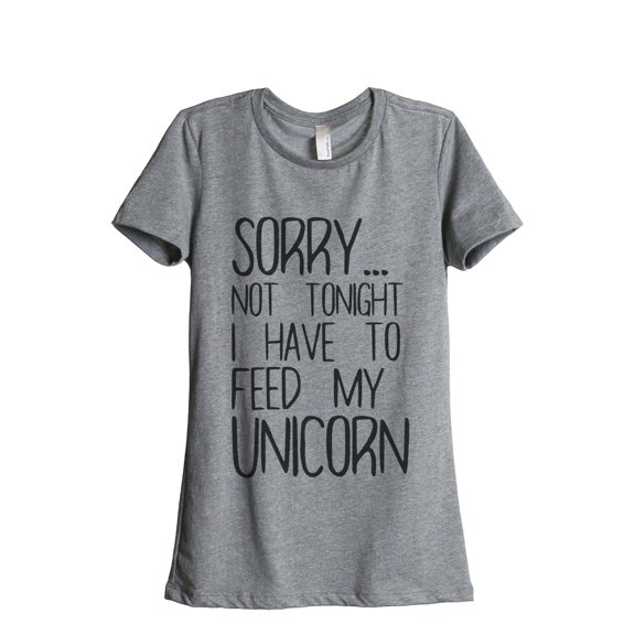 Thread Tank I Have To Feed My Unicorn Women's Relaxed Crewneck T-Shirt Tee Heather Grey Small