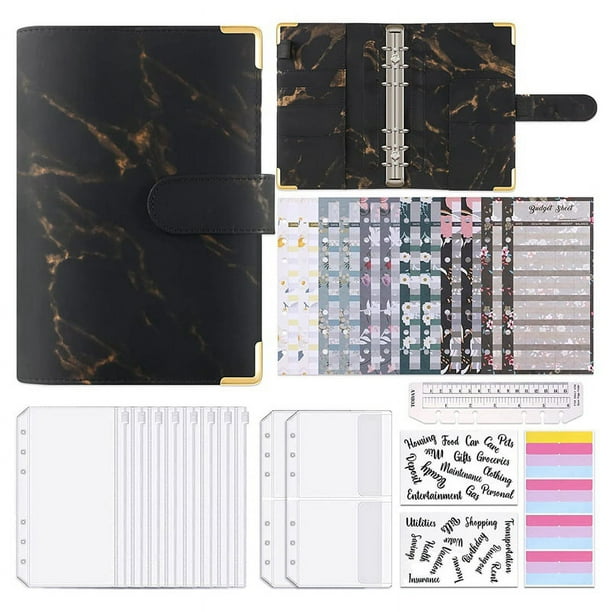 Carpeta de Presupuesto de A6 PU, Carpeta de Ahorro de Dinero con Sobres con Cremallera, Organizador de Dinero, Planificador para Cuaderno de Contabilidad
