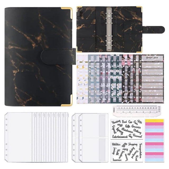 Carpeta de Presupuesto de A6 PU, Carpeta de Ahorro de Dinero con Sobres con Cremallera, Organizador de Dinero, Planificador para Cuaderno de Contabilidad
