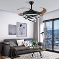 thumbnail image 5 of 42 Inch Retractable Ceiling Fans with Lights and Remote, Geometric Rings Circled Black Chandelier Fan Light Kit, 3-Color LED Light, Invisible Blades Modern Smart Fan for Bedroom Living Room, 5 of 9