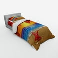 thumbnail image 2 of Ambesonne Summer Bedding Set 3 Pcs, Cartoon Ocean Beach Palm, Twin XL, Red Yellow Blue, 2 of 2