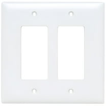 LAMIRO Jumbo Oversized Unbreakable Nylon Wall Plate,2 Gang,Two Decorator Rocker GFCI Cover,White (1 Count)