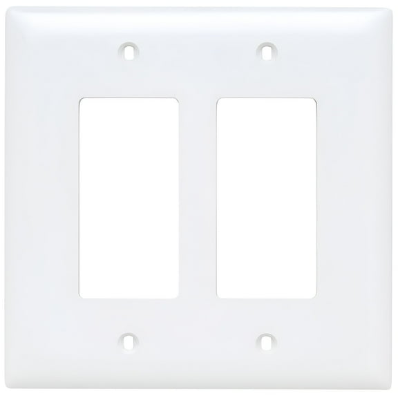 LAMIRO Jumbo Oversized Unbreakable Nylon Wall Plate,2 Gang,Two Decorator Rocker GFCI Cover,White (1 Count)