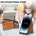 thumbnail image 4 of ELEHOLD Crossbody Wallet Case for iPhone 14 Pro with Card Holder, Zipper Card Slot Shockproof Purse Cover with Removable Lanyard 6.1 Inch,Brown, 4 of 8