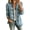 Blue, variant on Womens Ruffled Denim Jacket Solid Long Sleeve Open Front Double Button Down Trucker Coat Slim Fit Cardigan Trendy Jean Jackets with Pockets