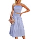 thumbnail image 1 of Blusa de flores de mujer, vestido de traje de falda maxi azul medio a rayas Jormftte WMZY-305-8, 1 of 7
