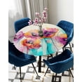 thumbnail image 5 of nqOlkjepod Spring Floral Round Tablecloth, Fitted Table Cover with Elastic for 45"-54" Round Tables, Watercolor Summer Botanical Colorful Table Cloth Outdoor Dinning Party Waterproof Tablecloths, 5 of 6