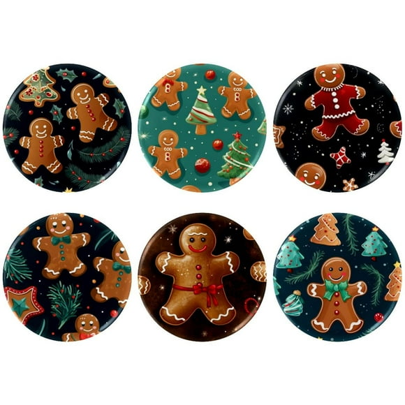 Christmas Gingerbread Man Badges with Pins for Backpacks Parties Ties Hats Corporate Events Personalized Custom Photo Text Logo Button